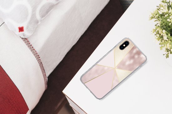 Coque iPhone Xs - Marbre - Rose - Goud - Chic - Siliconen