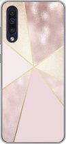 Geschikt voor Samsung Galaxy A30s hoesje - Marmer print - Roze - Goud - Chic - Siliconen Telefoonhoesje