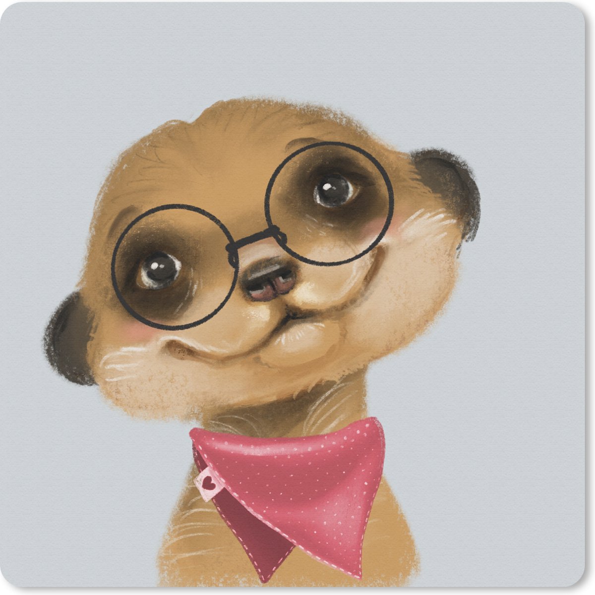 Muismat 30x30 cm - Mousepad Stokstaartje - Roze - Kinderen - Muismatten