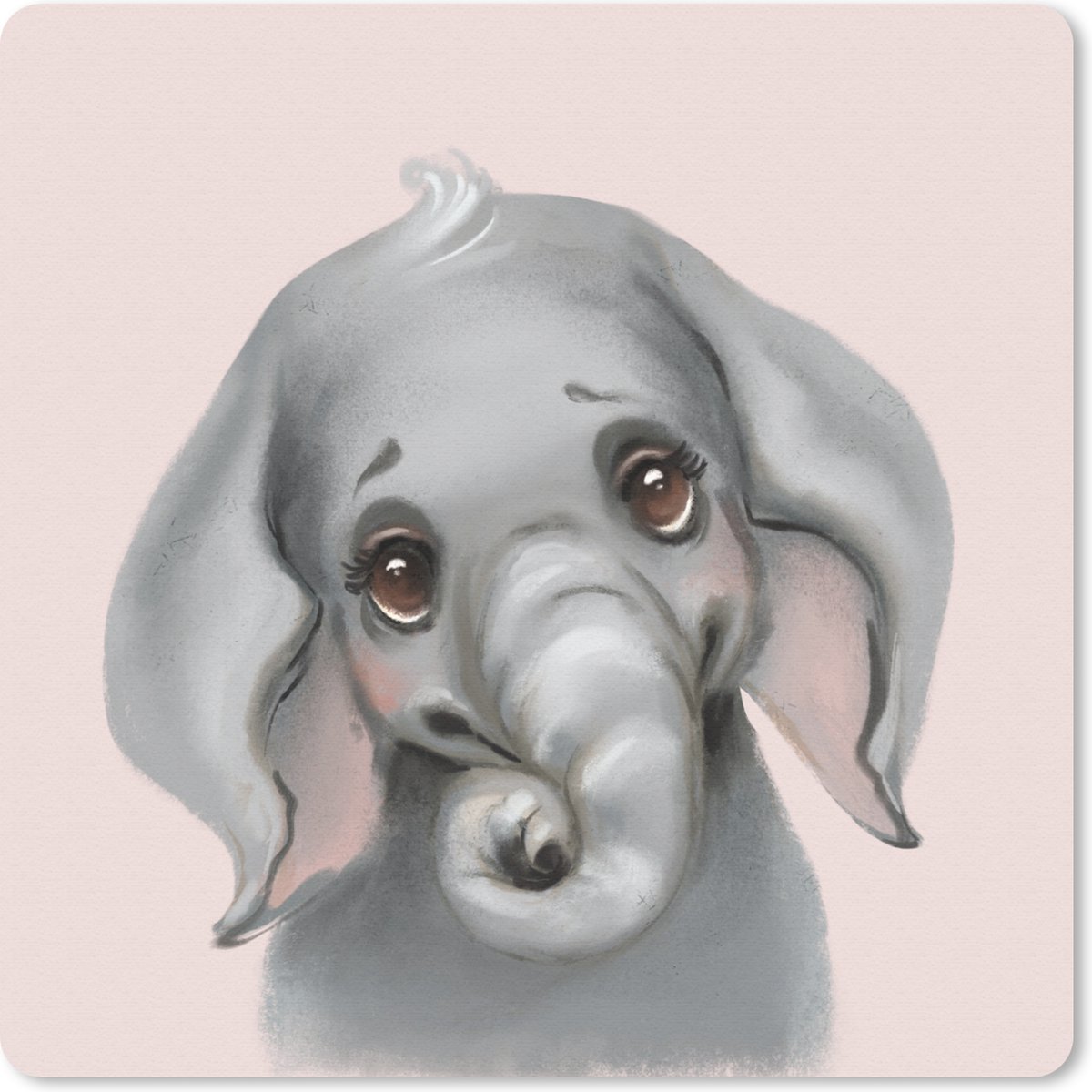 Muismat 30x30 cm - Mousepad Olifant - Roze - Jungle - Muismatten