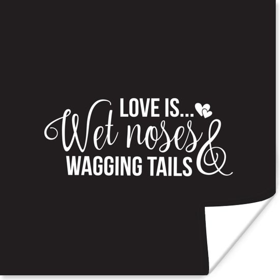 Poster Quotes - Love is wet noses wagging tails - Hond - Spreuken - 30x30 cm