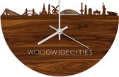 Skyline Klok WoodWideCities Palissander hout - Ø 40 cm - Woondecoratie - Wand decoratie woonkamer - WoodWideCities