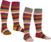 Esprit Kniekous Multi Stripe Kinderen 2-PACK 19051 3400 light grey 27-30