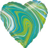 folieballon Blue Green Heart 45 cm metallic