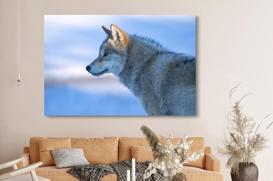 Peinture sur Toile Loup - Hiver - Fourrure - 150x100 cm - Décoration murale