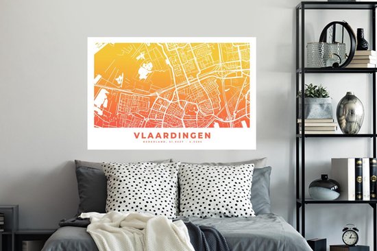Stickers muraux - Plan de la ville - Vlaardingen - Nederland -Bas - Jaune - 120x80 cm - Feuille adhésive - Carte
