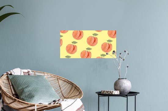 Stickers muraux - Pêches - Aquarelle - Jaune - 40x20 cm - Film Adhésif
