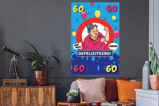 Stickers muraux - Anniversaire - 60 Ans - Femme - Anniversaire - 80x120 cm - Feuille adhésive