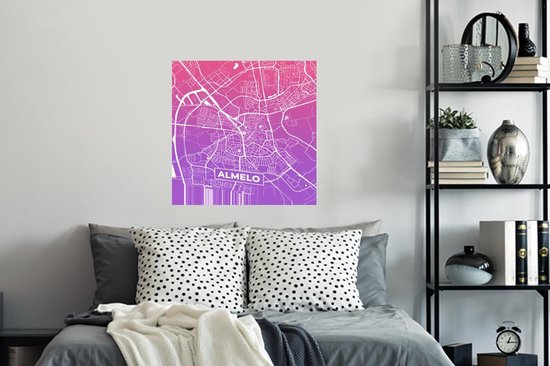 Stickers Stickers muraux - Plan de la ville - Almelo - Violet - Pays- Nederland - 80x80 cm - Feuille adhésive - Carte