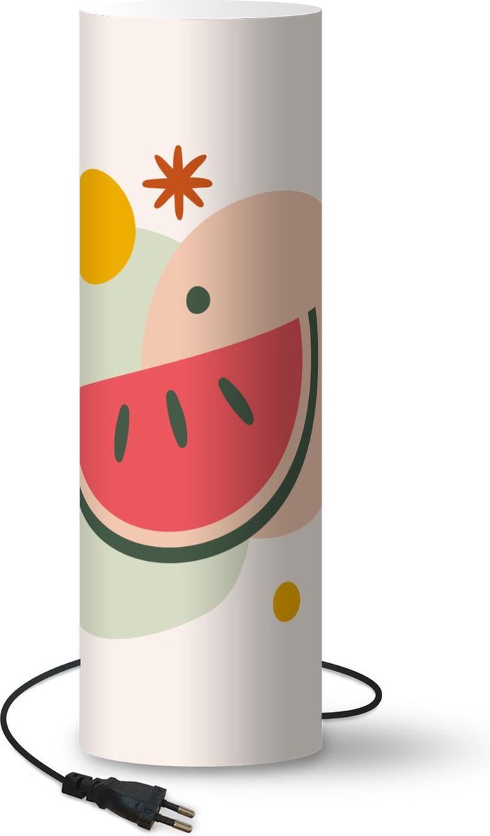 Lamp - Nachtlampje - Tafellamp slaapkamer - Watermeloen - Fruit - Zomer - 50 cm hoog - Ø15.9 cm - Inclusief LED lamp