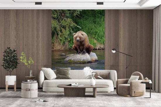 Papier peint - Papier peint photo Ours - Pierre - Animal - Largeur 180 cm x hauteur 280 cm