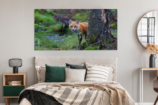 Peinture sur Toile Renard - Arbre - Animal de la Forêt - Automne - 160x80 cm - Décoration murale