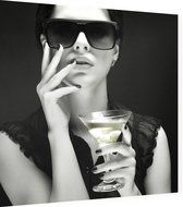 Vrouw met drankje - Foto op Dibond - 60 x 60 cm