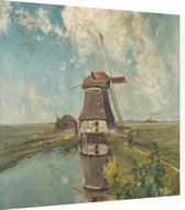 Een molen aan een poldervaart, Paul Gabriël - Foto op Dibond - 60 x 60 cm