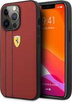 Ferrari iPhone 13 Pro Smartphonehoesje – Leather Back Cover – Rood – Bescherm je Telefoon
