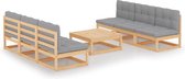 Decoways - 7-delige Loungeset met kussens massief grenenhout