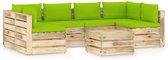Decoways - 7-delige Loungeset met kussens groen geïmpregneerd hout