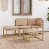 Decoways - 4-delige Loungeset met beige kussens