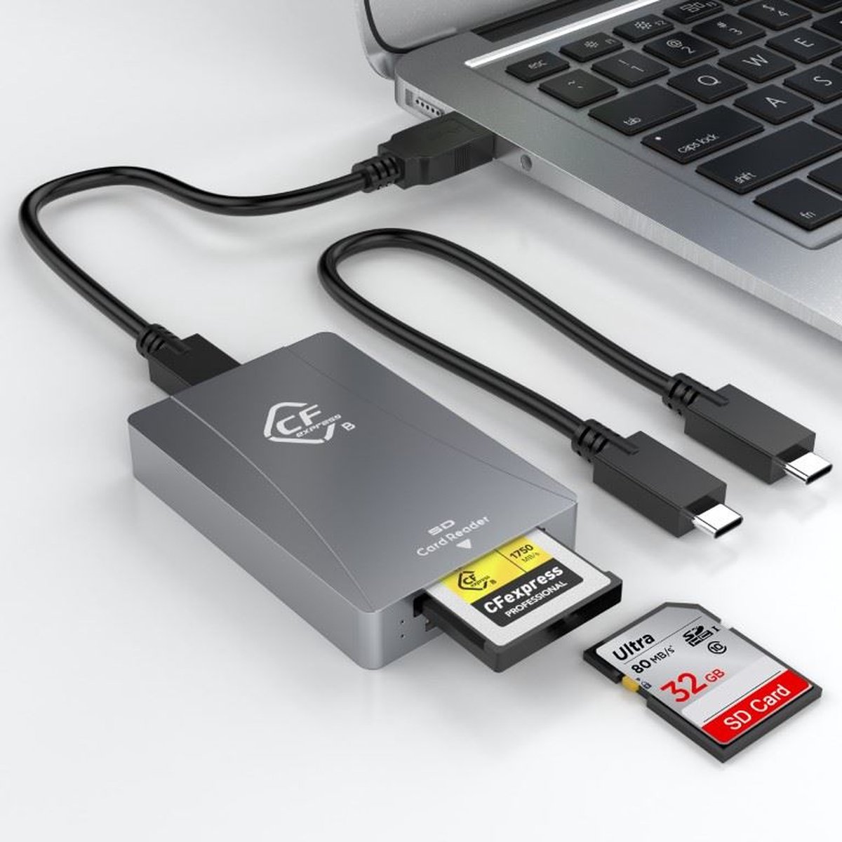 Rocketek DualSlot Portable UHSII 10Gbps USB 3.2 CFexpress Type B & SD4.0 Memory Card... bol