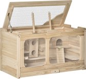 Nancy's Lethbridge Hamster cage met ramp - Naturel - Firwood, Glas, Gegalvaniseerde Draad - 30,7 cm x 15,74 cm x 17,32 cm