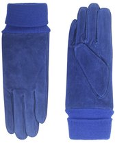 Suède dames handschoen met gebreide boord model Alicante Color: Royal, Size: 8