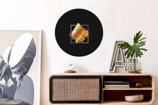 Bandes de peinture or sur fond noir Sticker mural cercle mural - 50x50 cm - peinture ronde - cercle papier peint - cercle mural - cercle vivant - autocollant & découpe ronde