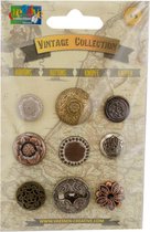 Vintage buttons x9 ass. bronze
