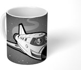 Mok - een ruimte reizende space shuttle - zwart wit - 350 ML - Beker