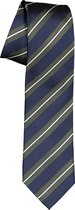 Michaelis stropdas - zijde - blauw met groen en wit gestreept - Maat: One size