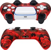 Playstation 5 Controller Hoesje - PS5 Silicone Hoes - PS5 Skin - Playstation 5 Accessoires - Cover - Hoesje - Siliconen skin case - Camouflage Rood