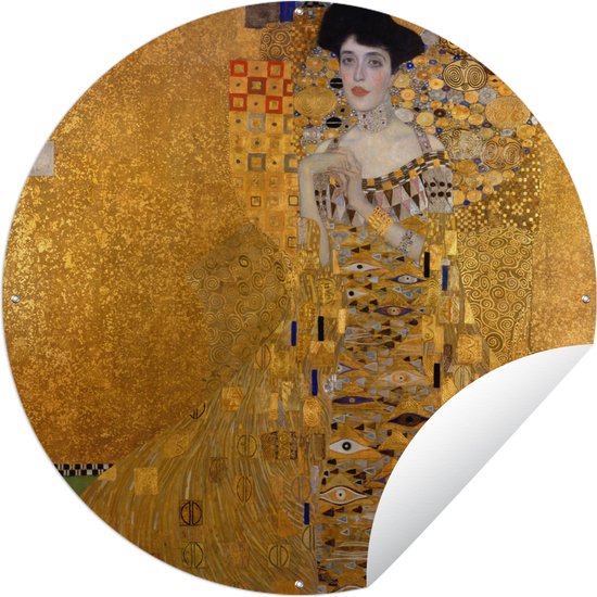 Tuincirkel Portret van Adèle Bloch-Bauer I - Schilderij van Gustav Klimt - 60x60 cm - Ronde Tuinposter - Buiten