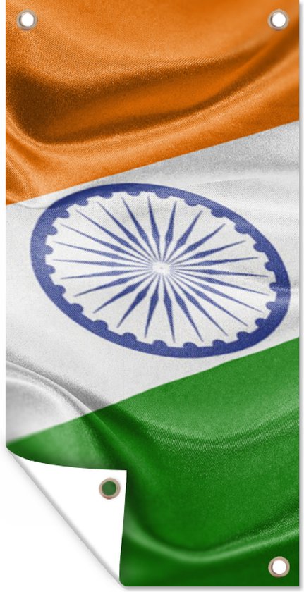 Affiche de clôture Gros plan du drapeau de l'Inde - 100x200 cm - Toile de jardin