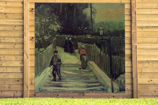 Affiche Jardin Sentier en pente à Montmartre - Vincent van Gogh - 200x200 cm - Toile jardin - Affiche extérieure