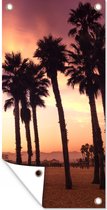 Tuinposter Santa Monica Beach zonsondergang - 30x60 cm - Tuindoek - Buitenposter