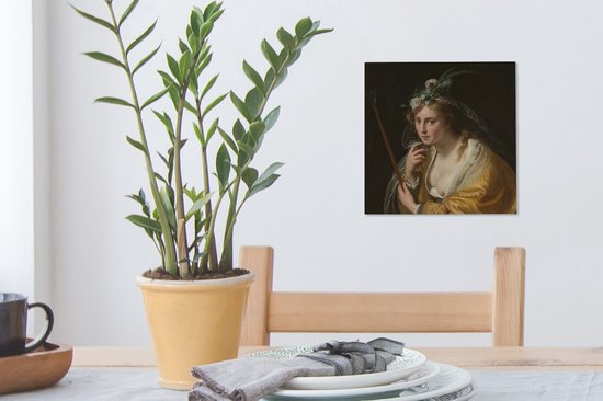 Peinture sur toile 20x20 cm - Décoration murale Une bergère - Tableau de Paulus Moreelse - Décoration murale salon - Décoration chambre - Accessoires de chambre - Peintures