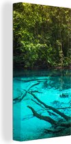 Canvas Schilderij Helderblauw meer in de jungle - 40x80 cm - Wanddecoratie