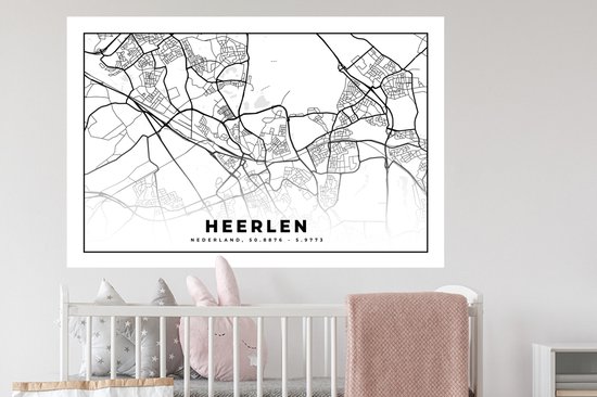 Stickers Stickers muraux - Plan de la ville - Heerlen - Pays- Nederland - 120x80 cm - Feuille adhésive - Carte