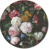 Muismat - Mousepad - Rond - Stilleven met bloemen in een glazen vaas - Schilderij van Jan Davidsz. de Heem - 50x50 cm - Ronde muismat