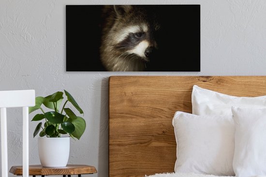 Tableau Peinture Raton Laveur - Animaux Sauvages - Zwart - 40x20 cm - Décoration murale