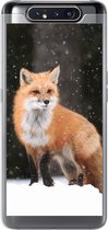 Geschikt voor Samsung Galaxy A80 hoesje - Vos - Sneeuw - Winter - Siliconen Telefoonhoesje