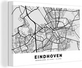 Canvas Schilderij Kaart - Eindhoven - Nederland - 120x80 cm - Wanddecoratie
