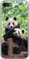 Geschikt voor iPhone 7 hoesje - Panda - Brug - Natuur - Siliconen Telefoonhoesje
