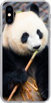 Geschikt voor iPhone X hoesje - Reuzepanda - Bamboe - Bladeren - Siliconen Telefoonhoesje