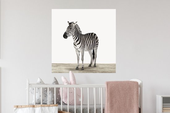 Sticker voor kinderen - Decoratie kids - Muursticker kinderen - Zebra - Meisjes - Dieren - Kinderen - Jongens - 50x50 cm - Zelfklevend behangpapier - Stickerfolie