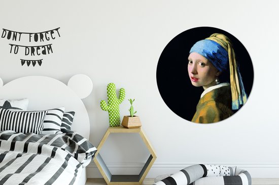 WallCircle - Wandcirkel ⌀ 90 - Meisje met de parel - Johannes Vermeer - Ronde schilderijen woonkamer - Wandbord rond - Muurdecoratie cirkel - Kamer decoratie binnen - Wanddecoratie muurcirkel - Woonaccessoires