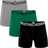 Muchachomalo boxershorts Solid Black/Green/Grey Melange 3-pack
