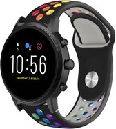Siliconen Smartwatch bandje - Geschikt voor  Fossil Gen 5 sport band - zwart kleurrijk - Strap-it Horlogeband / Polsband / Armband