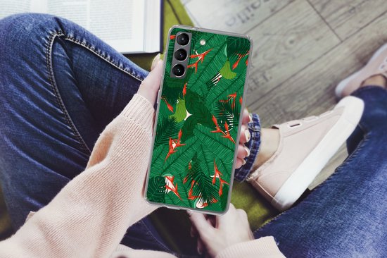 Convient pour coque Samsung Galaxy S21 - Fleurs - Feuilles - Motifs - Coque de téléphone en Siliconen