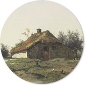 Muismat - Mousepad - Rond - Boerderij in open veld - Schilderij van Paul Joseph Constantin Gabriël - 20x20 cm - Ronde muismat