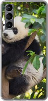 Geschikt voor Samsung Galaxy S21 hoesje - Panda - Dier - Boom - Siliconen Telefoonhoesje